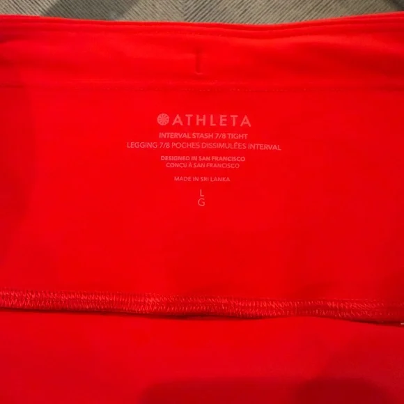 Athleta Interval Stash High Rise 7/8 Legging in Cardinal Size Large - Picture 4 of 7
